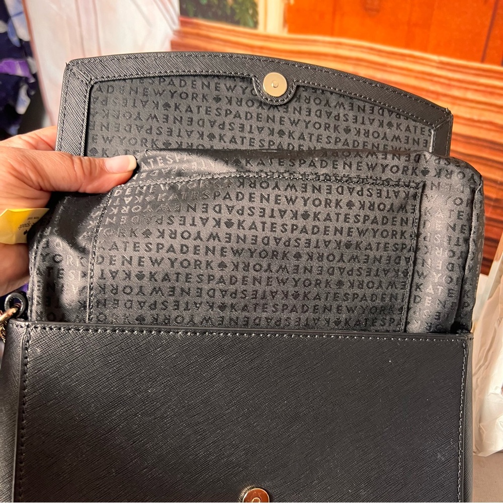 NWOT Kate Spade Laurel Greer Pale Pink Black Handbag, Chain Link Shoulder Strap - Picture 12 of 15